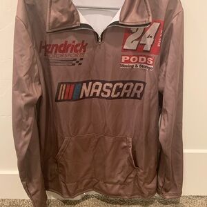 Nascar Brown Pullover Jacket with Red and Blue Accents